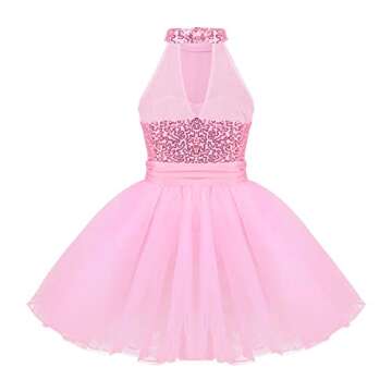 iiniim Girls Sequined Camisole Ballet Leotard Dance Tutu Dress Shiny Sparkle Fairy Party Fancy Costu...