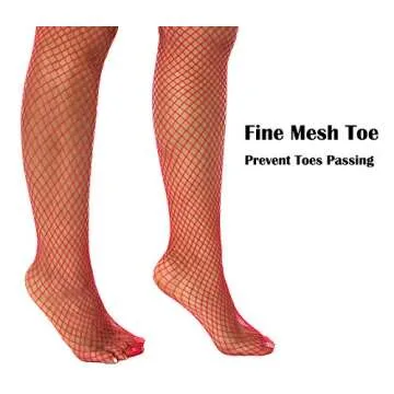 JarseHera Fishnets Thigh High stockings Silicone Lace Top Tights Stay Up Sheer Nylon Hosiery (1 Pair Red, S/M)