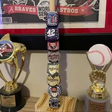 Personalized Baseball Softball Ring Display Holder with Custom Name