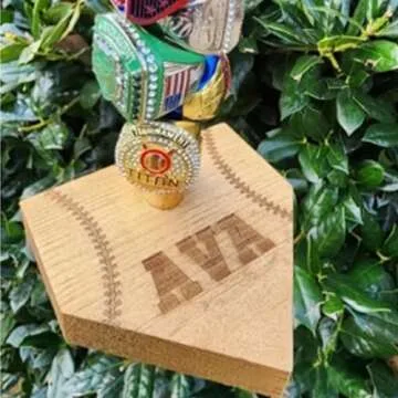 Personalized Baseball Softball Ring Display Holder with Custom Name