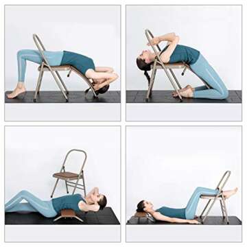 CIGOCIVI Yoga Auxiliary Chair with Detachable Lumbar Back Support Relieve Back Pain Chair Foldable Balance Handstand Training Tool (Grey)