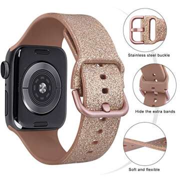 YILED Bands for Apple Watch SE Band 40mm 44mm [8 PACK]  Soft Silicone iWatch SE Bands