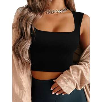 SAMPEEL Going Out Tops for Women Sexy Casual Summer Tank Tops Fashion 2024 Black M