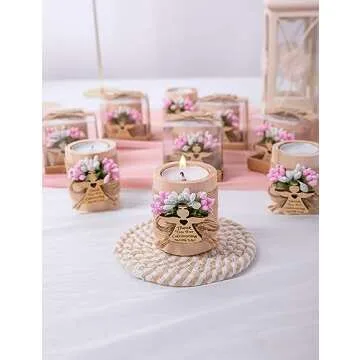 Ju's Favors 10 Pack Wood Tealight Candle Holders