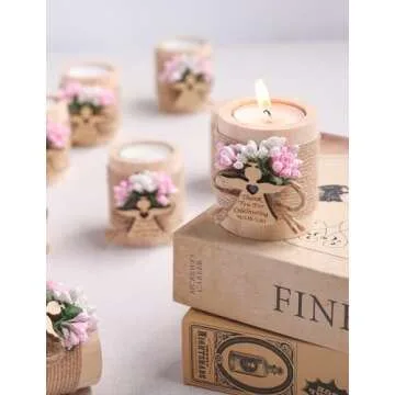 Ju's Favors 10 Pack Wood Tealight Candle Holders