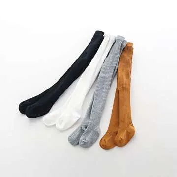 CECORC Baby Girls Tights Toddler Cable Knit Leggings Infants Stockings Cotton Pantyhose，6-12 Months,4Pack,Black/White/grey/Ginger…