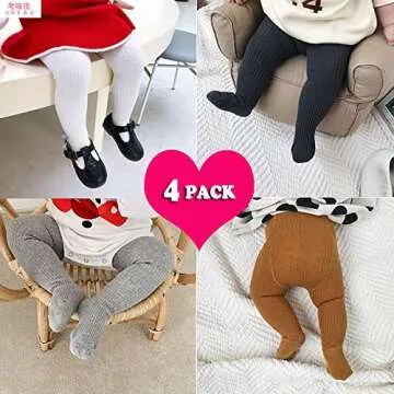 CECORC Baby Girls Tights Toddler Cable Knit Leggings Infants Stockings Cotton Pantyhose，6-12 Months,4Pack,Black/White/grey/Ginger…
