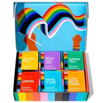 Thoughtfully Gourmet Pride Love is Love Tea Gift Set: 90 Bags of Uplifting Teas with Quotes