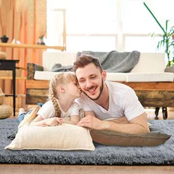 Beraliy Thick Plush Rug for Bedroom Living Room,5x8 Grey Rug,Washable Fluffy Rug for Bedroom,Kids Reading Nook,Boys Teen Dorm,Home Decor,Baby Nursery,Playroom,Wood Floor,Gray Area Rug