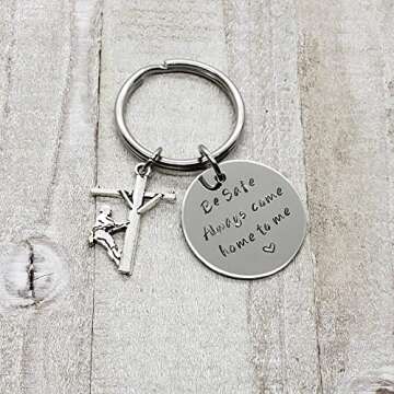 Handmade Lineman Be Safe Keychain with Lineman Charm, Always Come Home to Me Keychain, Lineworker Be Safe Gift, Come Home Safe Lineman Gift