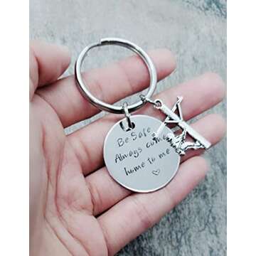 Handmade Lineman Be Safe Keychain with Lineman Charm, Always Come Home to Me Keychain, Lineworker Be Safe Gift, Come Home Safe Lineman Gift