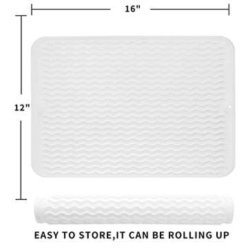 MicoYang Silicone Dish Drying Mat for Multiple Usage,Easy clean,Eco-friendly,Heat-resistant Silicone...