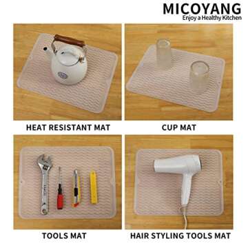 MicoYang Silicone Dish Drying Mat for Multiple Usage,Easy clean,Eco-friendly,Heat-resistant Silicone Mat for Kitchen Counter or Sink,Refrigerator or drawer liner Translucent L 16 inches x 12 inches