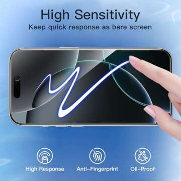 JETech iPhone 16 Pro Privacy Screen Protector - 2-Pack