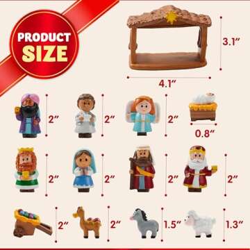 JOYIN 13 PCS Christmas Little Nativity Playset, Reenact Miniature Toys Nativity Set, Christmas Manger Scene for Kids, Present, Xmas Decorations