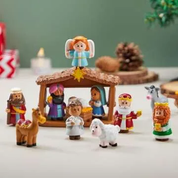 JOYIN 13 PCS Christmas Little Nativity Playset, Reenact Miniature Toys Nativity Set, Christmas Manger Scene for Kids, Present, Xmas Decorations