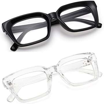 COASION Classic Non-prescription Clear Lens Eyeglasses for Women Thick Square Frame Eyewear