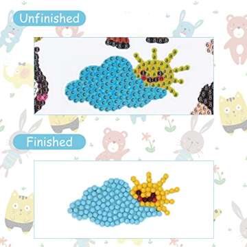 FRIUSATE 34Pcs 5D Diamond Art Painting Stickers Kits for Kids, Mosaic Sticker Numbers Kits Easy to DIY Creative Mosaic Kit for Kids and Adult Beginners