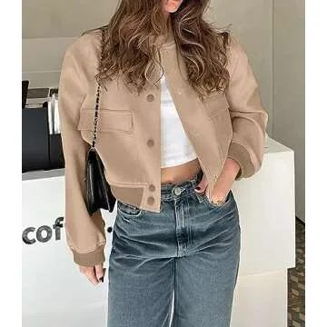 Modegal Women's Cropped Varsity Bomber Jacket