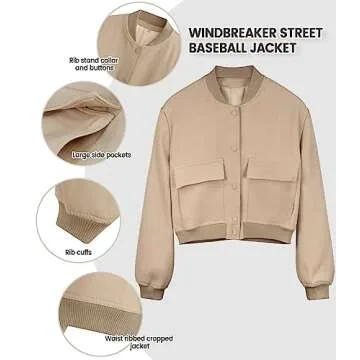 Modegal Women's Cropped Varsity Bomber Jacket