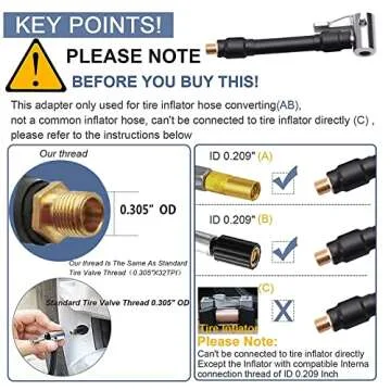 2PCs Air Inflator Hose Adapter for Quick Tire Inflation