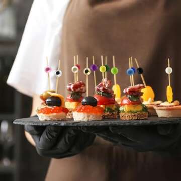 Minisland White Pearl Cocktail Picks, 4.7 Inch Long Bamboo Fancy Toothpicks for Appetizers, Decorative Christmas Bridal Wedding Party Food Drink Garnish Fruit Kabob Skewer Sticks 100 Counts - MSL152