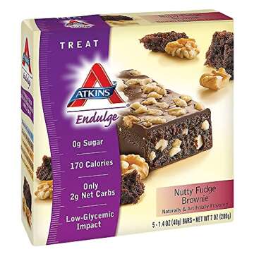 Atkins Endulge Nutty Fudge Brownie, Dessert Favorite, Good Source of Fiber, 1g Sugar, 5 Count