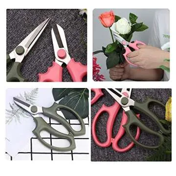 Leize Flower Scissors, Premium Thickened Stainless Steel Floral Shears, Strong Pruner for Flowers, Branches and Leaves (Grey Green Slender)