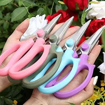 Leize Flower Scissors, Premium Thickened Stainless Steel Floral Shears, Strong Pruner for Flowers, Branches and Leaves (Grey Green Slender)