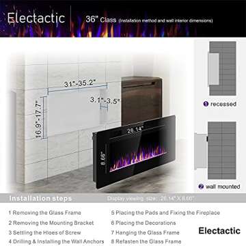 Electactic 36in Electric Fireplace with Adjustable Flames