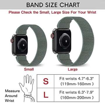 BMBEAR Stretchy Solo Loop Bands Compatible with Apple Watch 38mm 40mm 41mm Braided Elastic Weave Nyl...