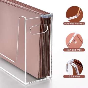 DINGHUO Hanging File Organizer for Desk, Letter Size Acrylic File Holder with Handles, Clear Portable Filing Folder Storage Rack for Home, Office, School, Cabinet - 1 Pack