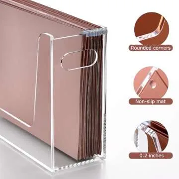 DINGHUO Hanging File Organizer for Desk, Letter Size Acrylic File Holder with Handles, Clear Portable Filing Folder Storage Rack for Home, Office, School, Cabinet - 1 Pack