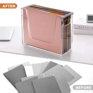 DINGHUO Hanging File Organizer for Desk, Letter Size Acrylic File Holder with Handles, Clear Portable Filing Folder Storage Rack for Home, Office, School, Cabinet - 1 Pack