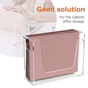 DINGHUO Hanging File Organizer for Desk, Letter Size Acrylic File Holder with Handles, Clear Portable Filing Folder Storage Rack for Home, Office, School, Cabinet - 1 Pack