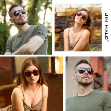 JIM HALO Polarized Aviator Sunglasses Men Women Oversize Plastic Driving Glasses (Tortoise Frame/Pol...