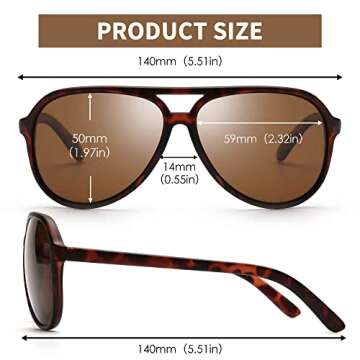 JIM HALO Polarized Aviator Sunglasses Men Women Oversize Plastic Driving Glasses (Tortoise Frame/Polarized Brown Lens)