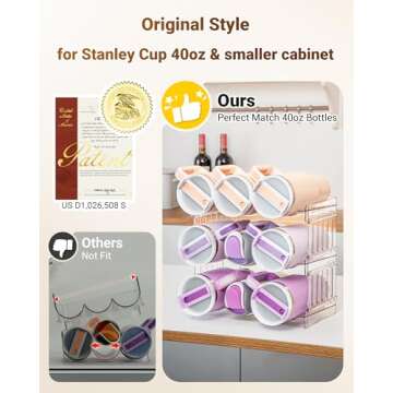 Gracenal Water Bottle Organizer Holder for Stanley Cup Accessories, Fridge Kitchen Cabinet Organizer...
