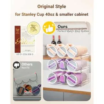 Gracenal Water Bottle Organizer Holder for Stanley Cup Accessories, Fridge Kitchen Cabinet Organizer...