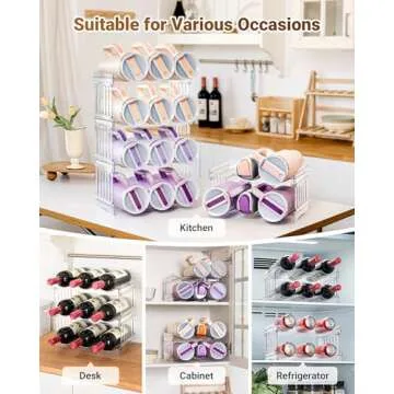 Gracenal Water Bottle Organizer Holder for Stanley Cup Accessories, Fridge Kitchen Cabinet Organizer and Storage for Meoky 40 oz Tumbler with Handle, Stackable Plastic Travel Mug Cup Rack Gifts, 3Pack