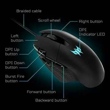 Acer Predator Cestus 315 Gaming Mouse - Adjustable DPI & Custom Controls