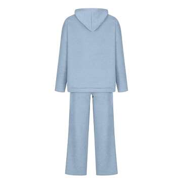 Inadays Women's Two Piece Outfits Sweater Sets Long Sleeve Knit Hooded Pullover and Wide Leg Pants Lounge Sets