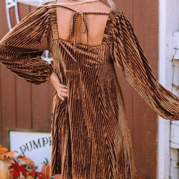 Buy Women’s Velvet Babydoll Dress with Tie Back Design