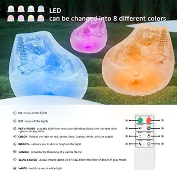 uuffoo Inflatable Chair Multi Color Sofa Portable Lazy Chair Bean Bag Style Chair with Remote Control LED Light Mood Lamp for Party Yoga Living Room Camping