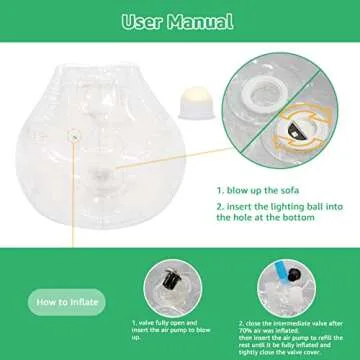 uuffoo Inflatable Chair Multi Color Sofa Portable Lazy Chair Bean Bag Style Chair with Remote Control LED Light Mood Lamp for Party Yoga Living Room Camping