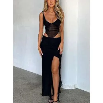 Women Sexy Y2K Two Piece Floral Maxi Skirt Set