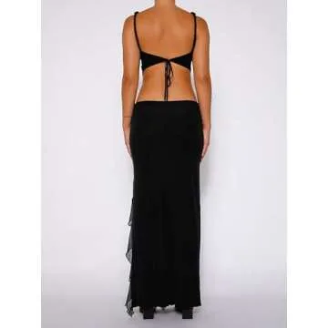 Women Sexy Y2K Two Piece Floral Maxi Skirt Set