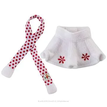 Stylish Elf on the Shelf Snowflake Skirt & Scarf Outfit
