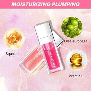 Lip Oil 2 Piece Set Moisturizing Lip Glow and Plumping Lip Oil with Cherry Oil Long-Lasting Lip Care Lip Glow Oil Color Reviver Moisturizing Non-Sticky Lip Oils Tinted Large Brush Head Shiny Tinted
