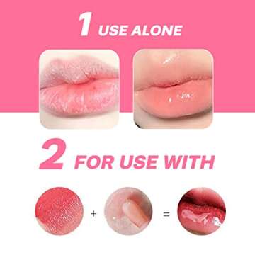Lip Oil 2 Piece Set Moisturizing Lip Glow and Plumping Lip Oil with Cherry Oil Long-Lasting Lip Care Lip Glow Oil Color Reviver Moisturizing Non-Sticky Lip Oils Tinted Large Brush Head Shiny Tinted